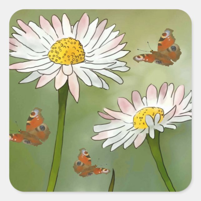daisy square sticker (Front)