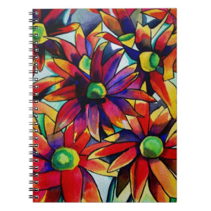 Daisy Straw multicoloured wildflowers art Notebook
