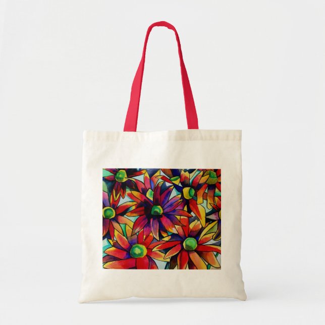 Daisy Straw multicoloured wildflowers art Tote Bag (Front)