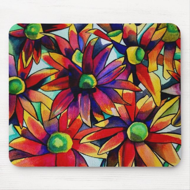 Daisy Straw multicoloured wildflowers Mouse Pad (Front)