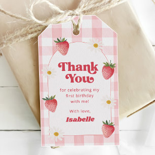 Daisy Strawberry Berry First 1st Birthday Gift Tags