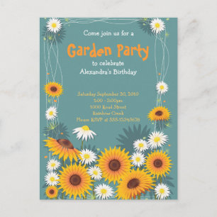 Daisy Sunflower Garden Birthday Party Invitation 2 Postcard