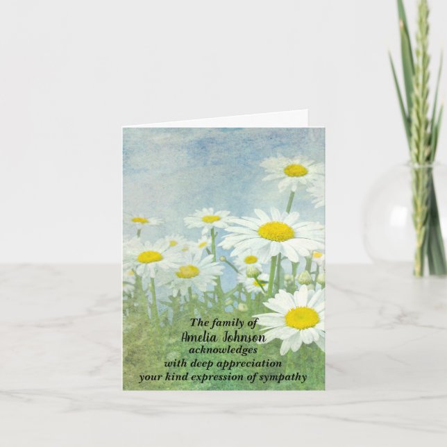 Daisy Sympathy from Family Thank You  Card (Front)