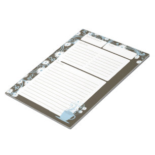 Daisy Tea Party Recipe Pages Blue Espresso Notepad