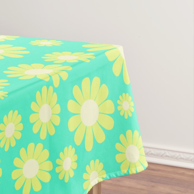 Daisy Teal Green Tablecloth (In Situ)