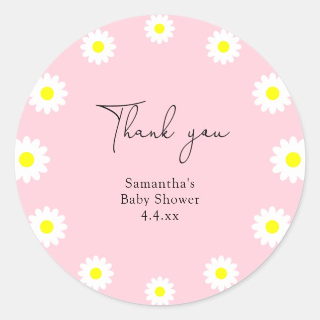 Daisy - thank you baby shower classic round sticker (Front)