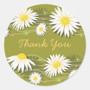 Daisy Thank You Classic Round Sticker
