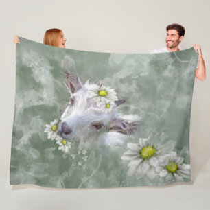 Daisy the Baby Goat Watercolor Portrait Fleece Blanket