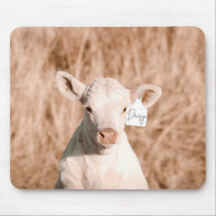 Daisy The Loveable White Calf  Mouse Pad