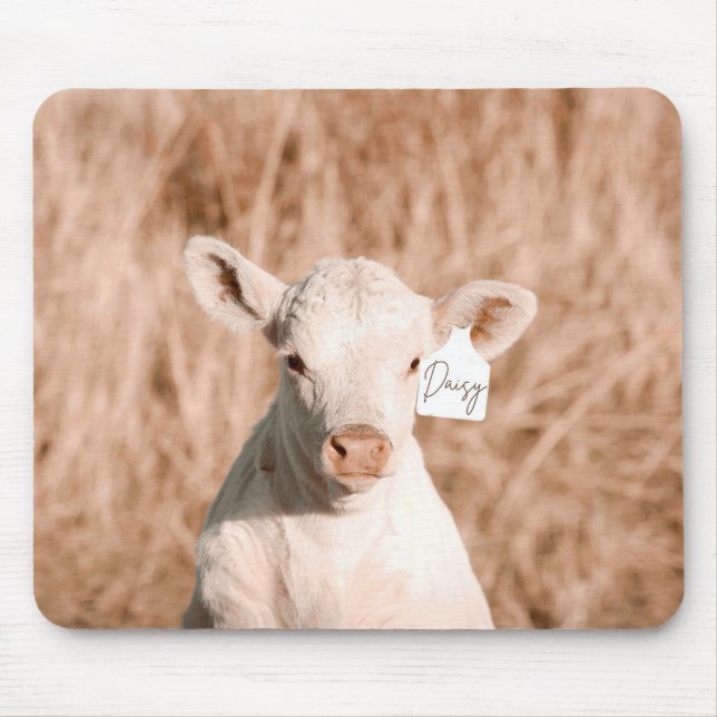 Daisy The Loveable White Calf  Mouse Pad (Front)