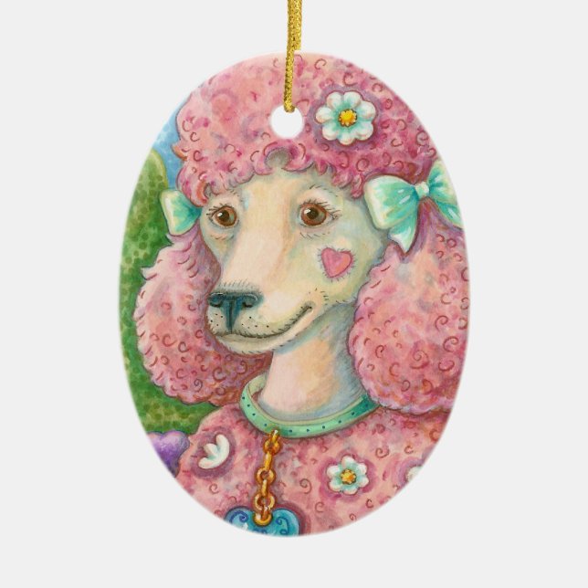 DAISY The Pink Poodle HOLIDAY ORNAMENT (Front)