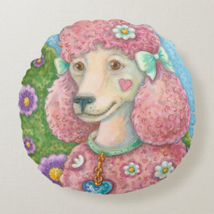 DAISY The Pink Poodle ROUND PILLOW