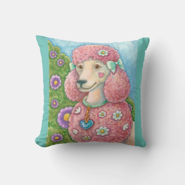 DAISY The Pink Poodle THROW PILLOW (Front)