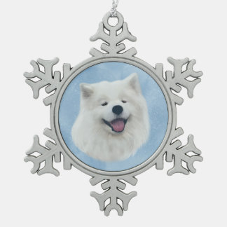 Daisy the samoyed snowflake pewter christmas ornament
