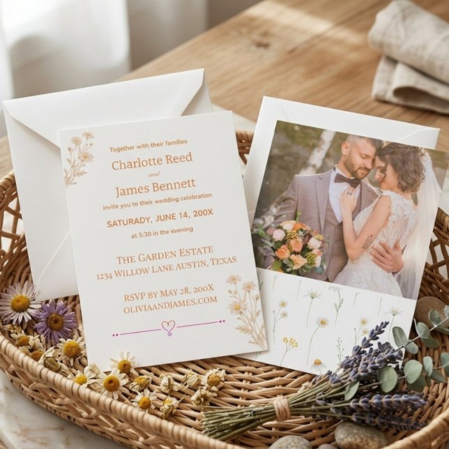 Daisy Theme Minimal Elegant Wedding Invitation (Creator Uploaded)