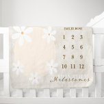 Daisy Themed Named Growth Tracker Milestone Baby Blanket<br><div class="desc">Gorgeous and elegant floral daisy design perfect for keeping records of monthly baby growth milestones.  Easily personalise the name and be sure to check out my full collection for more products.</div>