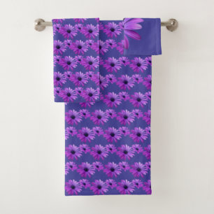 Daisy Towel Sets Personalised Purple Daisy Towels