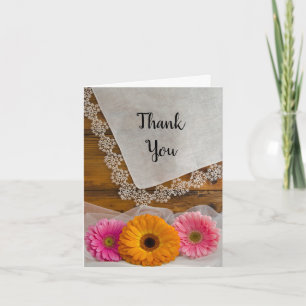 Daisy Trio and Lace Country Bridesmaid Thank You Card