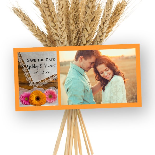 Daisy Trio and Lace Country Wedding Save the Date (Creator Uploaded)