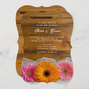 Daisy Trio Country Barn Wedding Invitation
