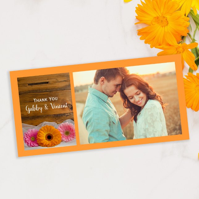 Daisy Trio Country Barn Wedding Thank You Card (Creator Uploaded)