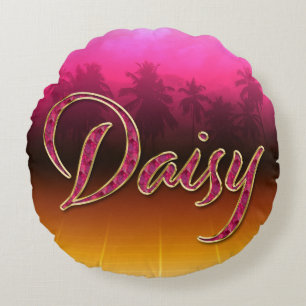 Daisy Vorname Name golden pink Kissen Round Cushion