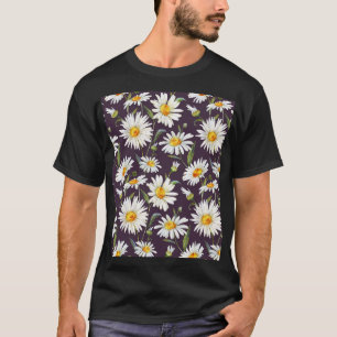 Daisy Watercolor: Dark Floral Seamless T-Shirt