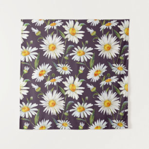 Daisy Watercolor: Dark Floral Seamless Tapestry