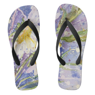 Daisy watercolor flip flops