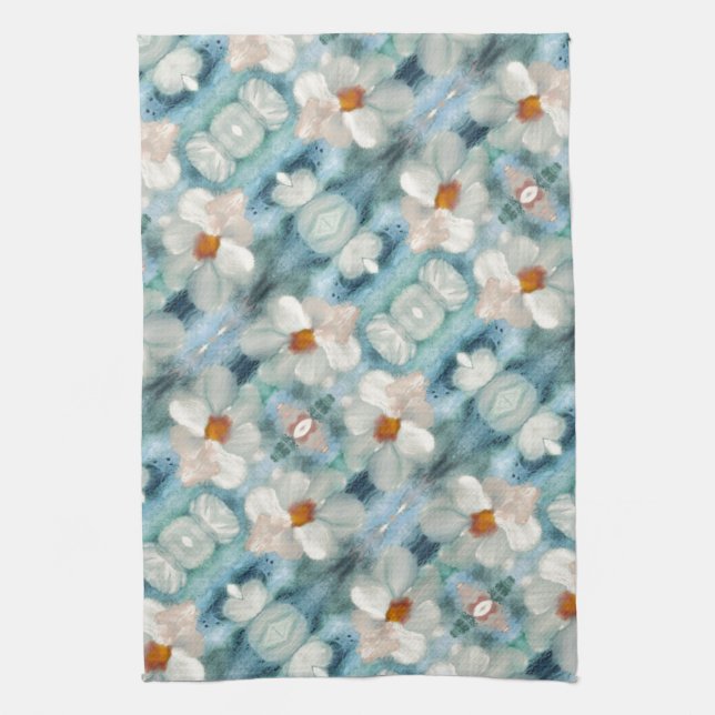 Daisy Watercolor Floral Tea Towel (Vertical)