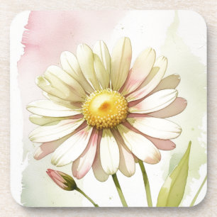 Daisy Watercolor Flower Modern Professional Coaster