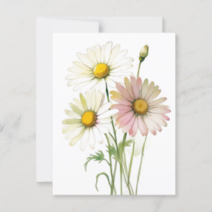 Daisy Watercolor Flower Modern Professional Postcard