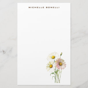 Daisy Watercolor Flower Modern Professional Stationery