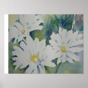 Daisy watercolor poster