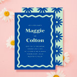Daisy Wedding Invitation<br><div class="desc">These wedding invitations feature a bold blue colour paired with a light mint, creating a vibrant and playful aesthetic. The retro wave border adds a touch of nostalgia and adds a fun and unique element to the design. The invitations come in multiple colour options, giving you the flexibility to create...</div>