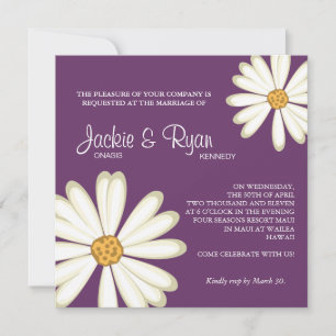 Daisy Wedding Invitation Flower White purple