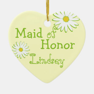 Daisy Wedding Maid of Honour Ceramic Ornament