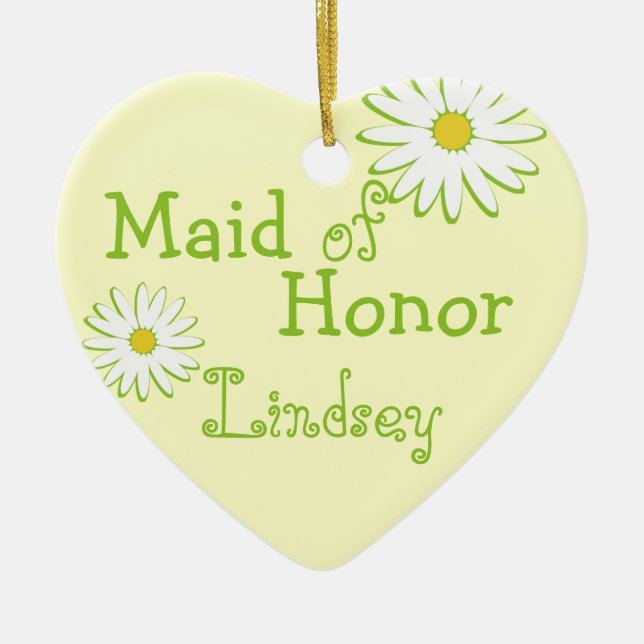 Daisy Wedding Maid of Honour Ceramic Ornament (Front)