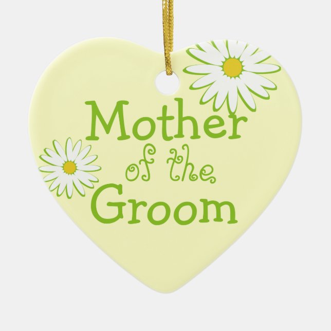 Daisy Wedding Mother of the Groom Ceramic Tree Decoration (Front)