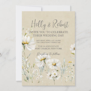 Daisy Wedding Photo QR Code Invitation