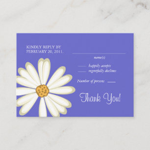 Daisy Wedding Response Cards White Periwinkle