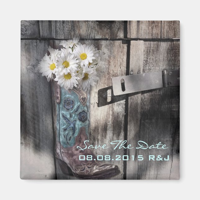daisy western country wedding save the date magnet (Front)
