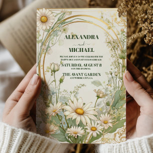 Daisy White Floral Wedding Invitation