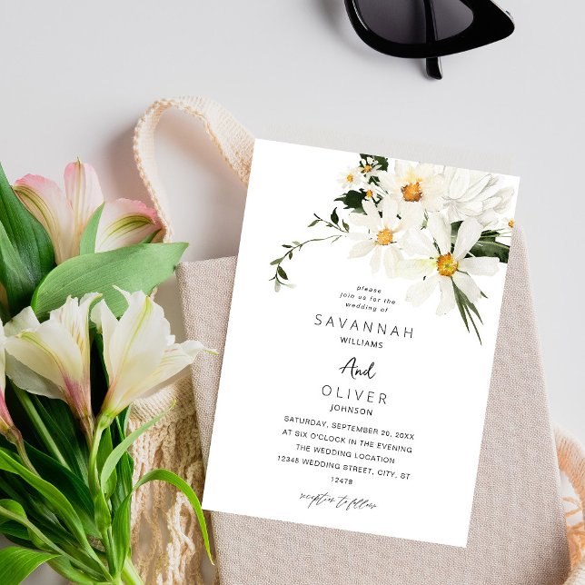 Daisy White Floral Wedding Invitation V2 (Creator Uploaded)