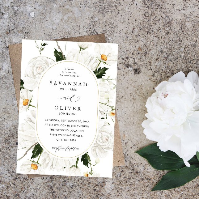 Daisy White Floral Wedding V3 Invitation (Creator Uploaded)