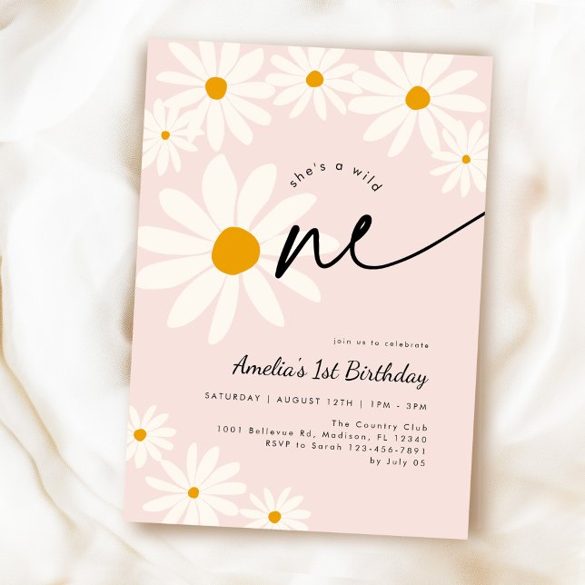 Daisy Wild One 1st Birthday Invitation (Creator Uploaded)