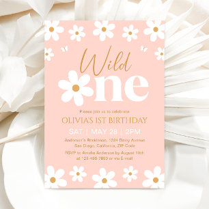 Daisy Wild One 1st Birthday Invitation