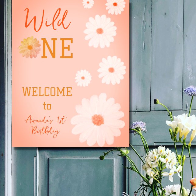 Daisy Wild One First 1st Birthday Girl Floral  Poster (Creator Uploaded)