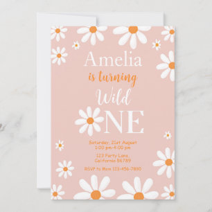 Daisy Wild One Invitation Girl 1st birthday Invite