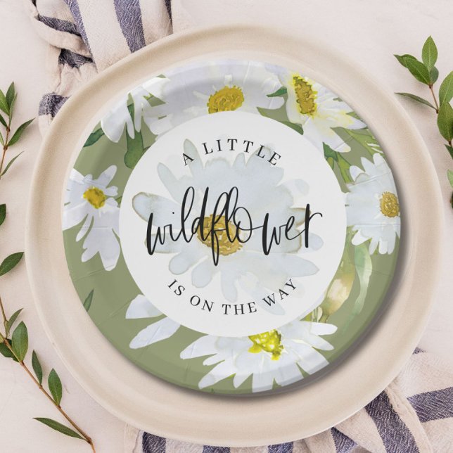 Daisy Wildflower Baby Shower Spring Garden Paper Plate (Creator Uploaded)
